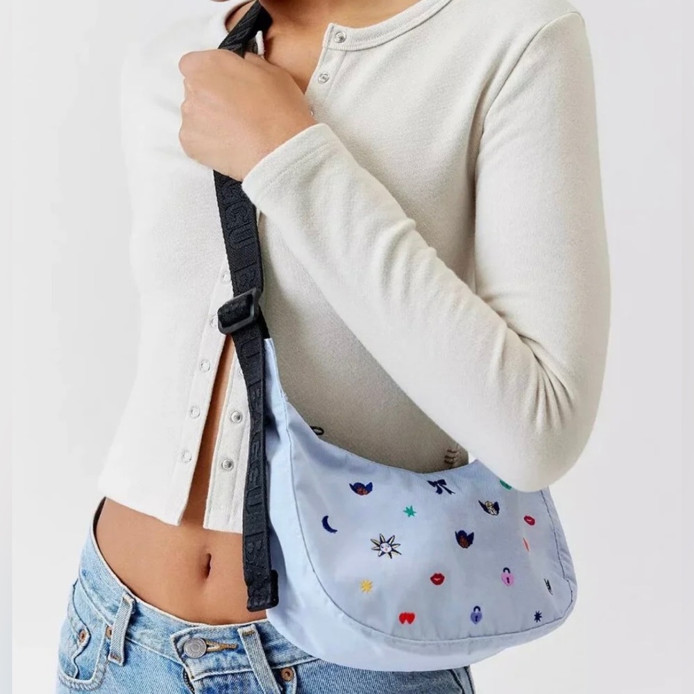 BAGGU Embroidered Small Nylon Crescent Bag - Picture 5 of 5